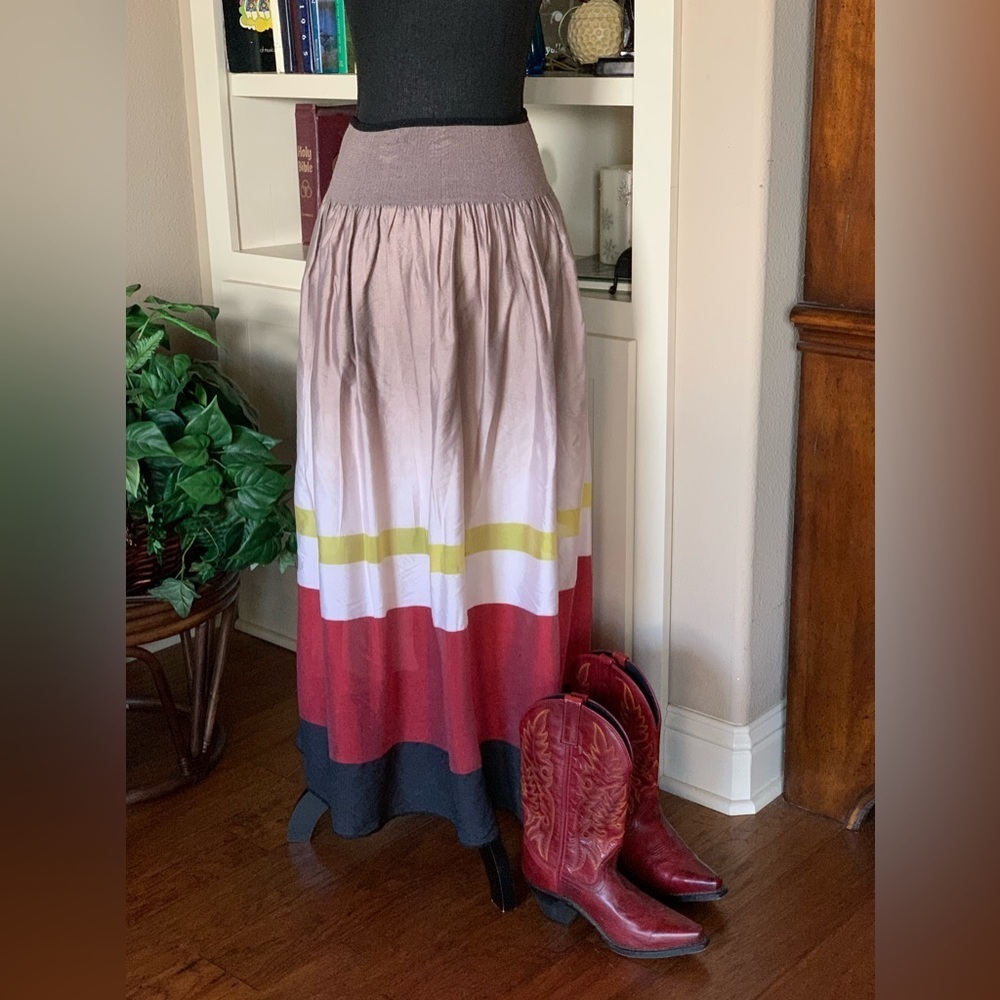 Multicolored High‎ Waist Skirt Colorblock - Picture 7 of 9